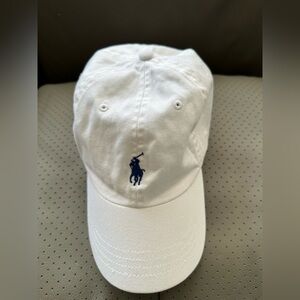 Ralph Lauren White Cap with Blue Embroidery